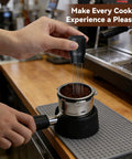 Espresso Distribution Tool and Portafilter Holder for Ninja Espresso Machines ES601 ES701 in use at a cafe