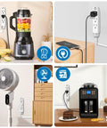 12ft Twin Extension Cord Power Strip With 6 Outlets On Each Side, Flat Head Plug, Indoor Use, connected to appliances