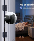 Three Pack Four Inch Matte Black Door Hinges Heavy Duty Solid Iron Interior And Exterior With Five Eighths Inch Radius Corner Removable Pin Rustproof For Front Door Garage And Bedroom on bedroom door, no squeaking