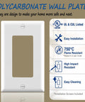 GFCI Style Rocker Light Switch Wall Plate Cover 1-Gang 4.50 By 2.76 Inches Smooth Face Unbreakable Polycarbonate UL Listed