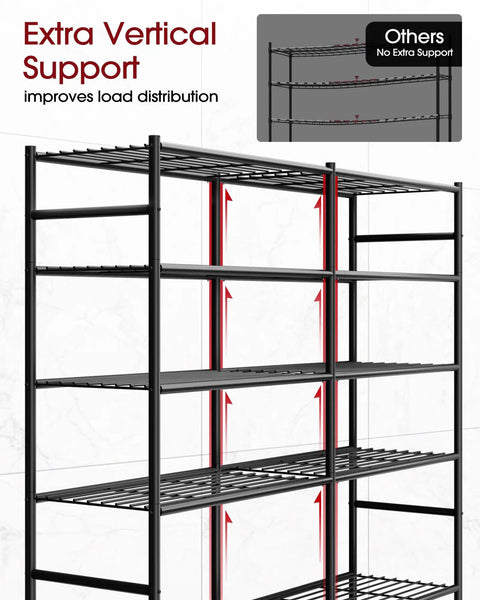 Massive 5 Tier Heavy Duty Garage Storage Shelves With a 59.1 by 15.7 by 69.2 Inch Frame Ultra Sturdy Steel Rack for Tools Equipment and Bulk Gear Easy Assembly Black Finish Big Capacity and Flexible Tier Spacing