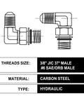 Diagram of Five Pack 3/8 Inch Hydraulic Hose Fittings 90 Degree Elbow JIC to SAE ORB Male 3/8 JIC 37 Degree Cone Seat With O Ring For No Hassle Tight Routing ANCIMOON