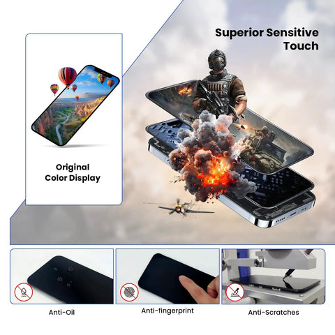 IPhone 11 Screen Replacement Kit 6.1 Inch LCD Digitizer Assembly With 3D Touch Tools Tempered Glass Waterproof Frame Adhesive And Complete Repair Set For Crystal Clear Display shown with graphics highlighting original color and sensitive touch features.