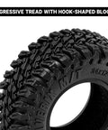 Maverix MT RC Tires For 1 30 Scale Axial SCX30 34x12mm 0 7 Inch Ultra Sticky S5 Compound with aggressive tread blocks close-up