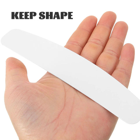 Heavy Duty Plastic Collar Stays To Lock Your Shirt Clean And Keep It Crisp All Day 10 Pack Unisex Suit Accessories Ideal For Offices Weddings And Game Ready Fits held in hand.