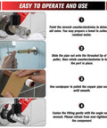 Steps for using the Top Shelf Plumbing Repair Kit Featuring Angle Stop Wrench And Compression Sleeve Puller for faucet upgrades.