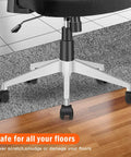 2 Inch Chair Caster Wheel Set Of 5 Heavy Duty Replacement Wheels For Office Chairs Quiet Glide On Hardwood Floors And Carpets Easy Roll No Squeaks Up To 1000 Lbs Per Chair Capacity on chair base, shown on hardwood and carpet