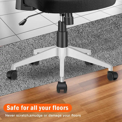 2 Inch Chair Caster Wheel Set Of 5 Heavy Duty Replacement Wheels For Office Chairs Quiet Glide On Hardwood Floors And Carpets Easy Roll No Squeaks Up To 1000 Lbs Per Chair Capacity on chair base, shown on hardwood and carpet