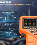 KM601 Power Circuit Probe Kit For 12V 24V Cars And Trucks, All In One Automotive Circuit Tester With Oscilloscope, Fuel Injector Signal, Battery Test, Multimeter, Short Circuit Finder, Current Probe, 30 Ft Cable; relay test display