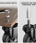 Four Inch Stem Caster Wheels Set Of Four Heavy Duty With Half Inch 13 UNC X 1 Threaded Stem Dual Lock Brakes Industrial Castors installation view