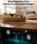 Smart WiFi Radon Detector For Home With Instant App Alerts And Continuous Daily Trend Tracking To Keep Indoor Air Crisp And Your Place Hella Safe All Year Long with dog lounging.