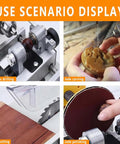Badass Mini Table Saw With Bench Grinder Capabilities Delivering 750 Watt Motor Plus Smooth Variable Speed Control Hella Tough Rotary Power Tool For Woodworking And Jade Carving Craft Projects in use for drilling, carving, cutting, and polishing.