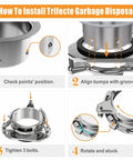 Installation steps for Low Key Quiet Three Quarter HP Continuous Feed Garbage Disposal with sound dampening insulation.
