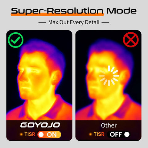 Next Level Thermal Camera For iPhone Android And Tablet With 512 By 384 IR Clarity USB C Port Works With iOS 15 16 17 And iPad For Home Inspections HVAC And Auto comparing TISR on and off face detail