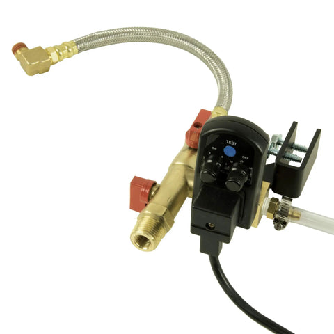 Automatic Electronic Tank Drain Kit For Air Compressors showing control panel and adjustable discharge system