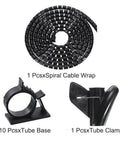 Spiral Tube Wrap Cable Kit Management Sleeve 5M 8mm PE Flexible Black Durable Cable Organizer components displayed.