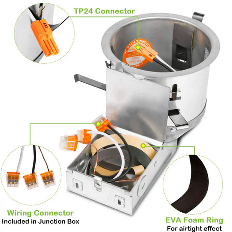 4 Inch Recessed Lighting Remodel Housing Kit With Airtight IC Can And TP24 Connector For LED Recessed Downlight Retrofit