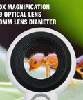 60X Handheld Magnifier With UV And LED Lights Pro Grade Loupe For Gemstones Jewelry Watches And PCB Inspection 30mm Optical Lens showing a magnified ant.