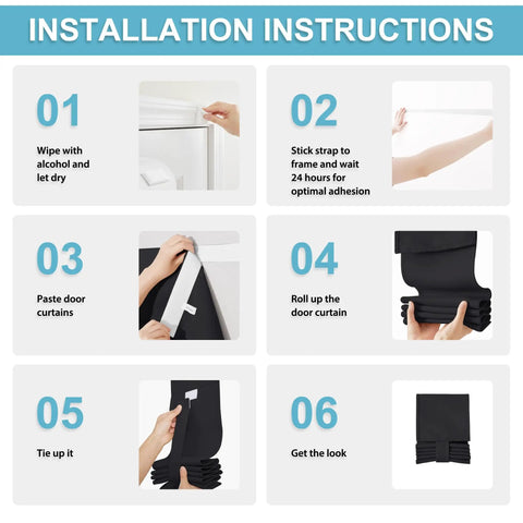 Installation steps for No Drill Classroom Blackout Window Shade For Doors And Windows Stick On Lockdown Shade With Strong Adhesive Straps