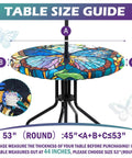 Butterfly Pattern Round Outdoor Tablecloth With Umbrella Hole And Zipper, Waterproof And Anti Wrinkle Cover for 53 inch table guide.
