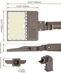 Dimensions of Triple-Setting LED Parking Lot Light With 150W 120W 90W Options, 5000K Dusk-To-Dawn Shoebox Flood