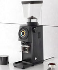 83 Mm Flat Burr Espresso Coffee Grinder Featuring Hd Lcd Touchscreen, Live Temp Tracking, Ssp Compatible Burrs, Fast Tweaks, And Solid Build For Straight Up Killer Daily Espresso Shots, black design with bean hopper.