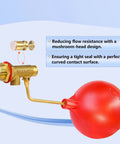 Heavy Duty Brass Float Valve Automatic Pool And Pond Water Level Regulator with curved float and mushroom-head design.