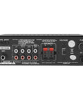 Back view of 2x120W Home Audio Power Amplifier System With Dual Channel Mixer, showing RCA AUX inputs and speaker connections.