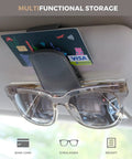 Keep Your Dash Clean With This Beefy Magnetic Leather Sunglass Holder Snapping Tight On Visors Grabbing Shades Cards And Cash Secure So Your Ride Stays Fresh Forever, showing sunglasses and card holder.