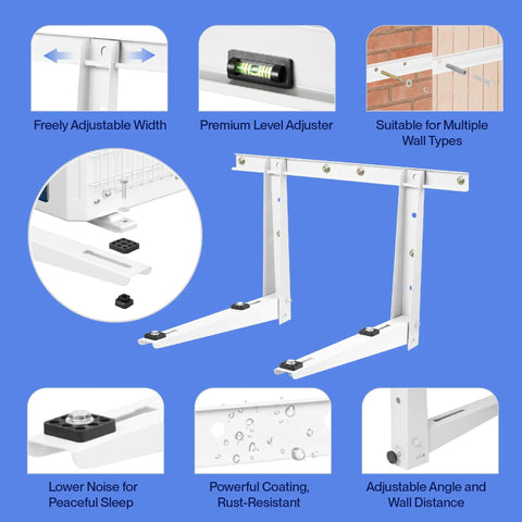 Heavy Duty Outdoor Wall Mount Bracket For Ductless Mini Split Systems 6000 To 36000 BTU Supports Up To 485 Lbs with features