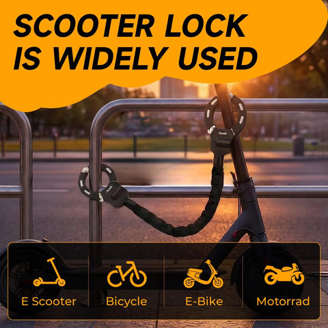 35.8 Inch Heavy Duty Electric Scooter Lock Anti Theft With Secure Bag And 3 Keys High Security For Electric Scooters E Bikes And Motorcycles Built To Resist Cuts And Shocks