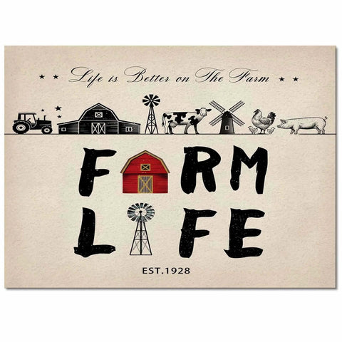 Farmhouse Living Room Rug 2.7 x 5 Feet Non Slip Machine Washable Floor Mat with Farm Life design in barn theme.