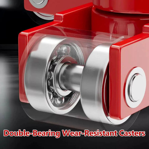 Close-up of double-bearing wear-resistant caster on Heavy Duty Machinery Mover Skates featuring 360 degree swivel design.