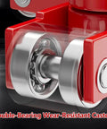 Close-up of No Sweat Heavy Duty Machinery Mover Skates featuring 360 Degree Swivel Rollers and double-bearing wear-resistant casters.