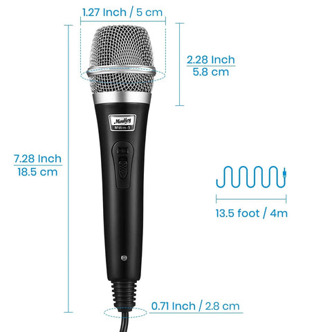 Dynamic Karaoke Microphone With 13 Foot Cable, All Metal Handheld Cardioid XLR Mic For Singing, Built Tough For Stage And Studio