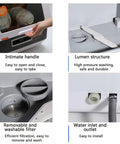 Intimate handle and removable filter of Reliable Countertop Dishwasher With High Temp Air Dry Three Wash Modes And 360 Rotate Spray.