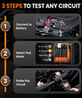 Power Circuit Tester For 12V 24V Automotive Systems All In One Electrical Diagnostic Tool showing 3 steps to test circuits