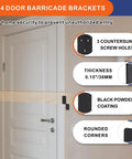 2x4 Door Barricade Brackets Z Shape Black Heavy Duty Security Lock Bar For Home Safety Drop Open Bar Holder Steel With Screws