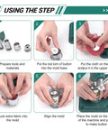 Step-by-step guide using Zero Sweat DIY Fabric Button Maker Machine Kit with molds for creating heavy duty buttons.