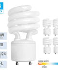 4 Pack 13W CFL Light Bulbs GU24 Base, 60W Equivalent, T2 Mini Twist, Warm White 2700K, Energy Saving Bulbs displayed as a set of four