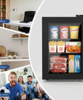 Solid Mini Upright Freezer Countertop Model With 2.2 Cubic Feet Span displaying frozen food in home settings.