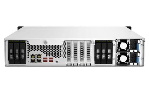 Back view of Top Shelf Eighteen Bay Rack Mount Nas Server With Intel Xeon E2336 Six Core Processor And Thirty Two Gb Ecc Ram.