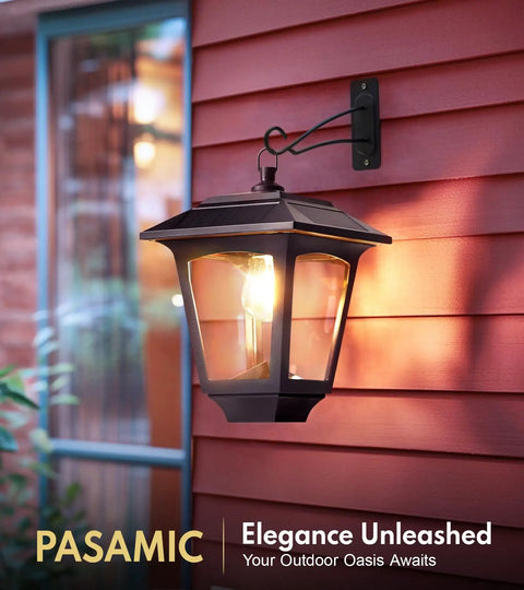 4 Pack Aluminum Outdoor Hanging Solar Lanterns With 4 Solar Panels Dusk To Dawn LED Waterproof Anti Rust Wall Lanterns With Hooks