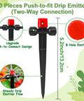 20 Quick Connect Drip Irrigation Emitters For One Quarter Inch Tubing Easy Install 360 Degree Adjustable Multi Stream Sprays On Five Inch Stakes