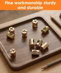 10 Pack M6 Barrel Nuts with Slotted Cross Dowel for Furniture And Bed Frames displayed on wooden tray