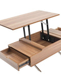 Heavy Duty 150N Kickback Lift Hinge For Solid Oak Coffee Tables Rustproof Steel Furniture Hardware in action on a modern coffee table.