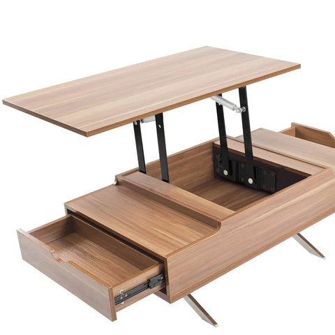 Heavy Duty 150N Kickback Lift Hinge For Solid Oak Coffee Tables Rustproof Steel Furniture Hardware in action on a modern coffee table.