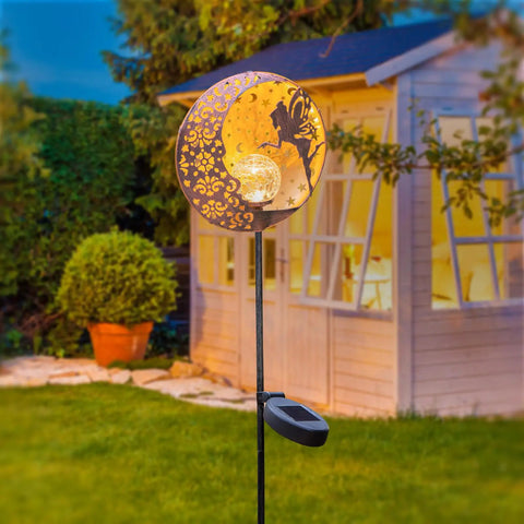 Solar Fairy Garden Lights Moon Star Glass Globe Pathway Stakes Waterproof Outdoor Decor for Patio Yard and Lawn Solar Powered Night Lighting Chill Vibes Ambient Glow for Backyard Ambiance