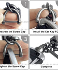 Step-by-step assembly of Leather Car Key Chain With Carabiner Clip And Key Fob Grid Brown Durable Premium Leather Keychain