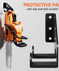 Heavy Duty Chainsaw Wall Mount Hanger For Garage Organization And Storage Shed One Pack Dual Hanging Rack with chainsaw and pad